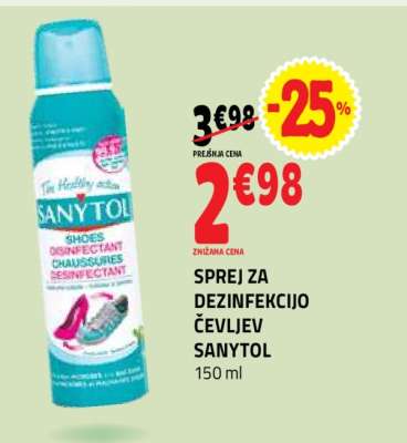 Sprej za dezinfekcijo čevljev Sanytol
