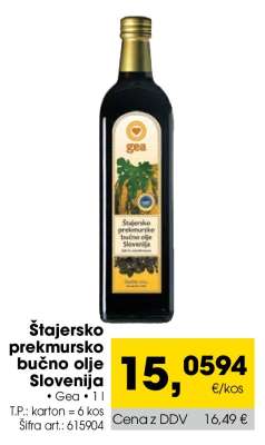 Štajersko Prekmursko Bučno Olje Slovenija