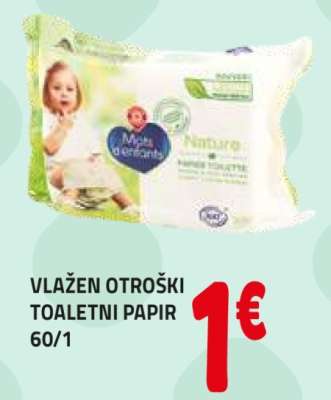 Vlažen otroški toaletni papir