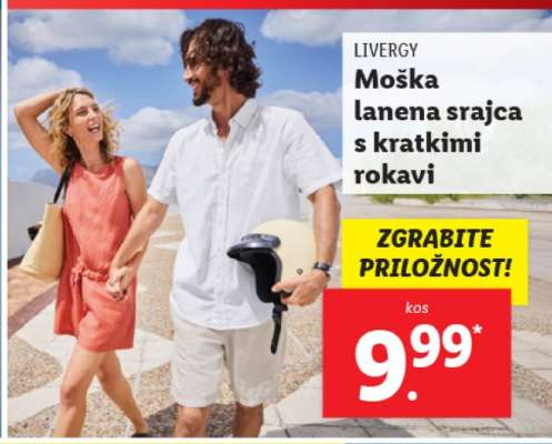 LIVERGY Moška lanena srajca s kratkimi rokavi