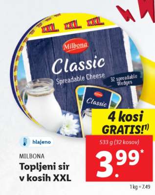 MILBONA Topljeni sir v kosih XXL