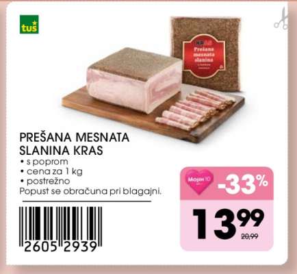 Prešana mesnata slanina Kras