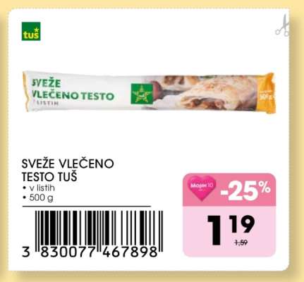 SVEŽE VLEČENO TESTO TUŠ