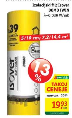 Izolacijski filc Isover DOMO TWIN