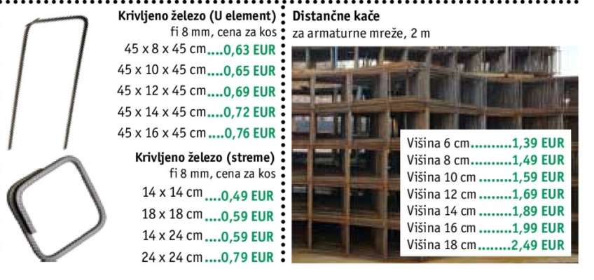 Krivljeno železo (U element) 45 x 8 x 45 cm