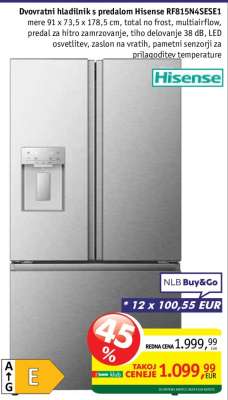 Dvovratni hladilnik s predalom Hisense RF815N4SESE1