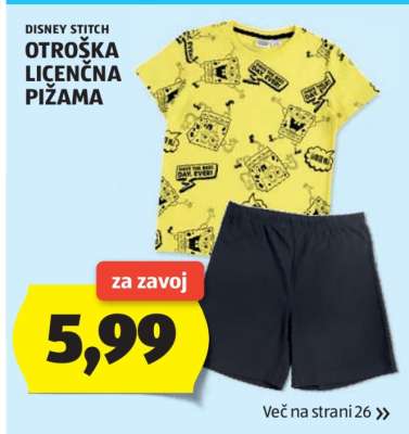 Disney Stitch Otroška Licenčna Pižama