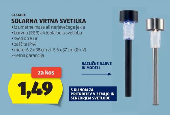 CASALUX Solarna vrtna svetilka