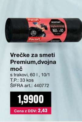 Vrečke za smeti Premium,dvojna moč