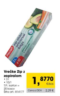 Vrečke Zip z zapiralom