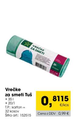Vrečke za smeti Tuš