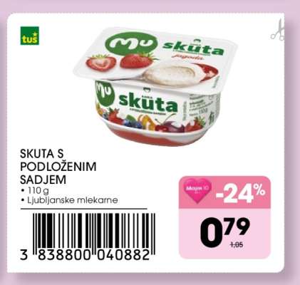 Skuta s podloženim sadjem
