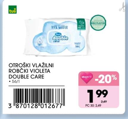 Otroški vlažilni robčki Violeta Double Care