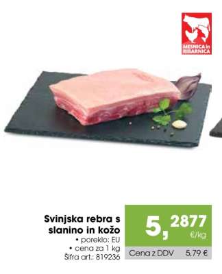 Svinjska rebra s slanino in kožo