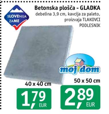 Betonska plošča - GLADKA 40 x 40 cm