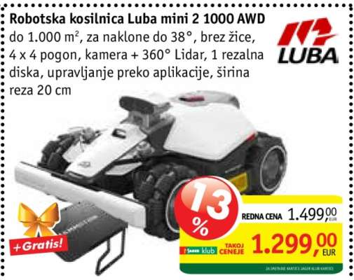 Robotska kosilnica Luba mini 2 1000 AWD