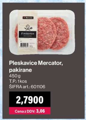 Pleskavice Mercator, pakirane