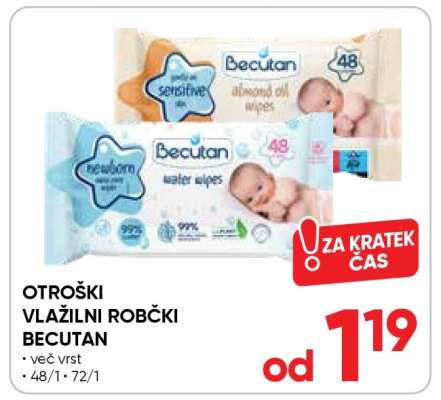 Otroški vlažilni robčki Becutan