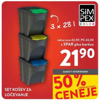 Set košev za ločevanje
