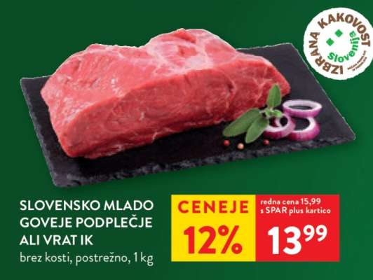 Slovensko mlado goveje podplečje ali vrat IK