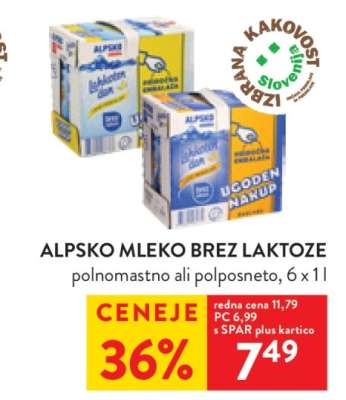 ALPSKO MLEKO BREZ LAKTOZE