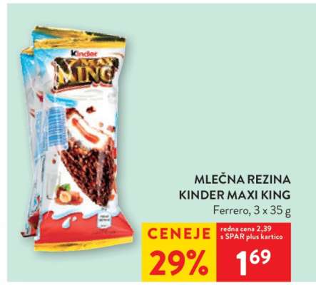 Mlečna rezina Kinder Maxi King