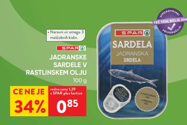 Jadranske sardele v rastlinskem olju