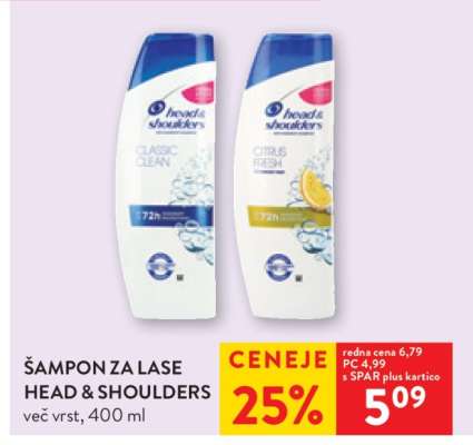 ŠAMPON ZA LASE HEAD & SHOULDERS