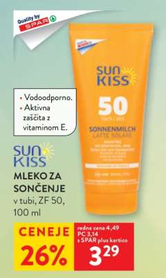 SUN KISS MLEKO ZA SONČENJE