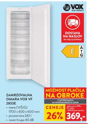 Zamrzovalna omara VOX VF 2833E