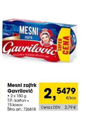 MESNI ZAJTRK GAVRILOVIĆ