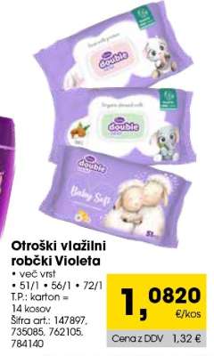 OTROŠKI VLAŽILNI ROBČKI VIOLETA