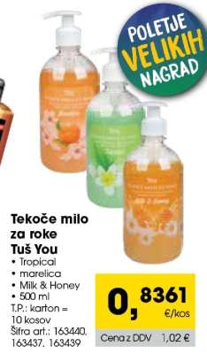 Tekoče milo za roke Tuš You