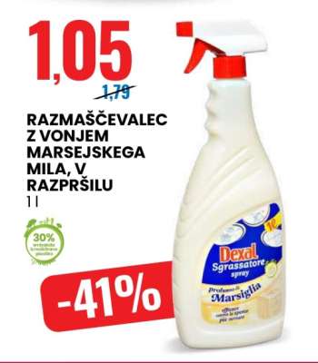 Razmaščevalec z vonjem marsejskega mila, v razpršilu