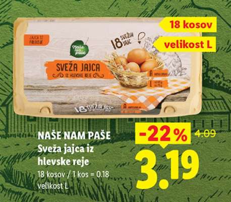 Naše nam paše Sveža jajca iz hlevske reje