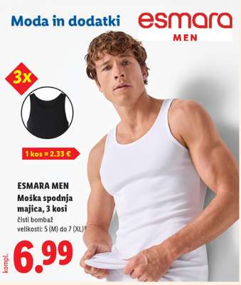 esmara MEN Moška spodnja majica, 3 kosi