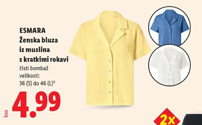 ESMARA Ženska bluza iz muslina s kratkimi rokavi