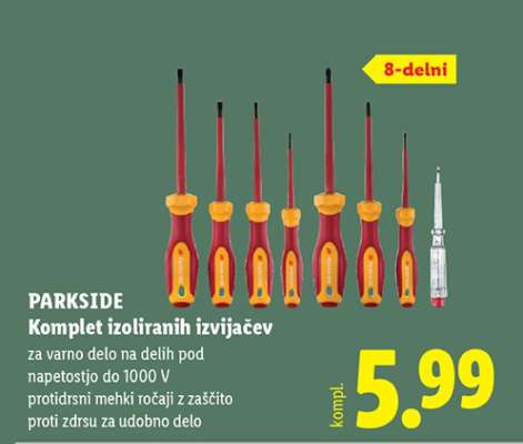 Parkside Komplet izoliranih izvijačev