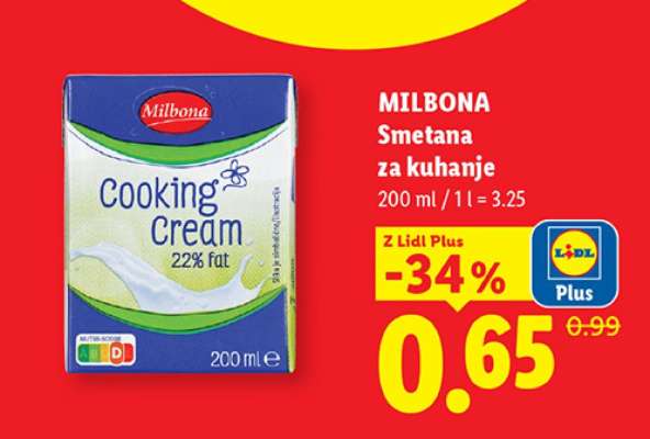 MILBONA Smetana za kuhanje