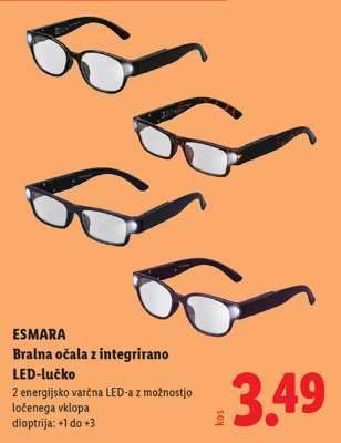 ESMARA Bralna očala z integrirano LED-lučko