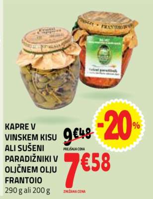 KAPRE V VINSKEM KISU ALI SUŠENI PARADIŽNIKI V OLJČNEM OLJU FRANTOIO