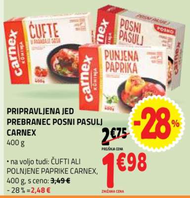 PRIPRAVLJENA JED PREBRANEC POSNI PASULJ CARNEX