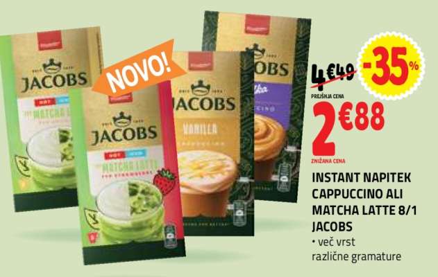 INSTANT NAPITEK CAPPUCCINO ALI MATCHA LATTE 8/1 JACOBS