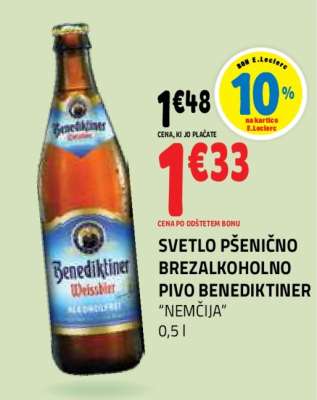 SVETLO PŠENIČNO BREZALKOHOLNO PIVO BENEDIKTINER