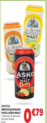 Svetlo brezalkoholno pivo Laško Malt