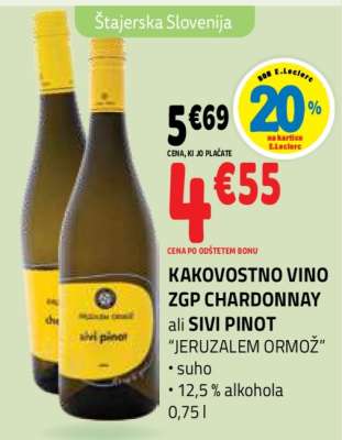 KAKOVOSTNO VINO ZGP CHARDONNAY ali SIVI PINOT