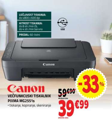 Canon Večfunkcijski Tiskalnik Pixma MG2551s