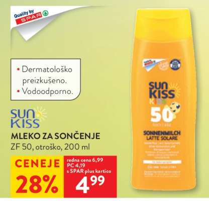 SUN KISS MLEKO ZA SONČENJE