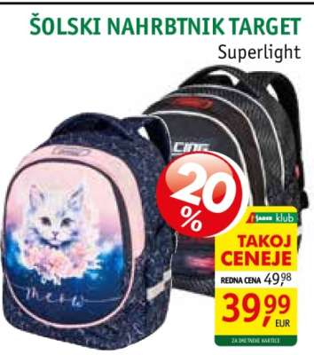 Šolski nahrbtnik Target Superlight