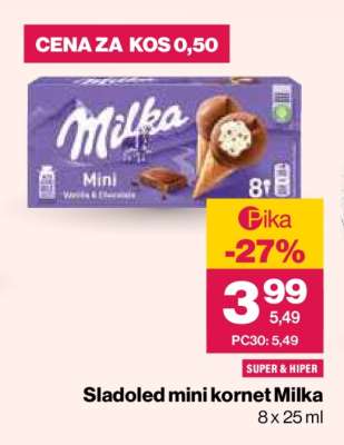Sladoled mini kornet Milka